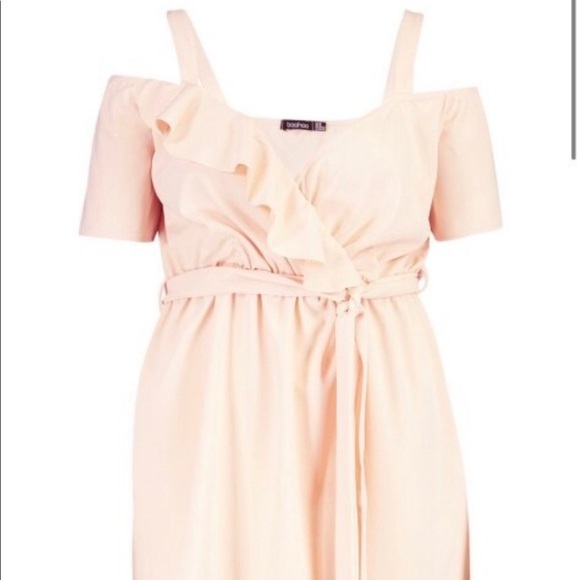 Plus Size Plunge Ruffle Belted Mini Dress - Picture 2 of 3